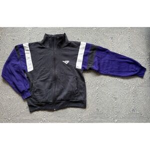 Vintage Retro Pony Full Zip Acrylic Jacket - Gray/White/Purple - Medium